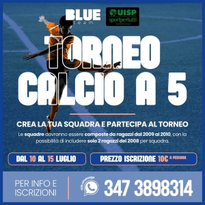 TORNEO GIOVANILE C.5 BLUE TEAM 2023: STASERA SI PARTE